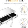 imageVINGLI Mirrored Vanity Desk with 5 Drawers Modern Console TableSofa TableMakeup Table Silver 41 x 14 x 305Drawer Desk