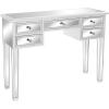 imageVINGLI Mirrored Vanity Desk with 5 Drawers Modern Console TableSofa TableMakeup Table Silver 41 x 14 x 305Drawer Desk