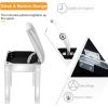 imageVINGLI Mirrored Vanity Stool with Storage Upholstered Velvet Ottoman Makeup Dressing Table Bench with Sparking Diamonds SilverLeather Vanity Stool