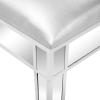 imageVINGLI Mirrored Vanity Stool with Storage Upholstered Velvet Ottoman Makeup Dressing Table Bench with Sparking Diamonds SilverLeather Vanity Stool