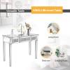imageVINGLI Mirrored Vanity Stool with Storage Upholstered Velvet Ottoman Makeup Dressing Table Bench with Sparking Diamonds SilverVT0MLSR