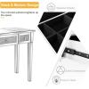 imageVINGLI Mirrored Vanity Stool with Storage Upholstered Velvet Ottoman Makeup Dressing Table Bench with Sparking Diamonds SilverVT0MLSR