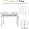 imageVINGLI Mirrored Vanity Stool with Storage Upholstered Velvet Ottoman Makeup Dressing Table Bench with Sparking Diamonds SilverVT0MLSR