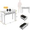 imageVINGLI Mirrored Vanity Stool with Storage Upholstered Velvet Ottoman Makeup Dressing Table Bench with Sparking Diamonds SilverVT0MLSR