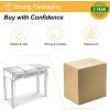 imageVINGLI Mirrored Vanity Stool with Storage Upholstered Velvet Ottoman Makeup Dressing Table Bench with Sparking Diamonds SilverVT0MLSR