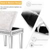 imageVINGLI Mirrored Vanity Stool with Storage Upholstered Velvet Ottoman Makeup Dressing Table Bench with Sparking Diamonds SilverVelvet Vanity Stool