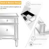 imageVINGLI Modern Nightstand Mirrored Bedside Table with 1 Drawer and 1 Cabinet Door for Bedroom Silver1 Pack