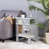 imageVINGLI Modern Nightstand Mirrored Bedside Table with 1 Drawer and 1 Cabinet Door for Bedroom Silver1 Pack