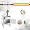 imageVINGLI Modern Nightstand Mirrored Bedside Table with 1 Drawer and 1 Cabinet Door for Bedroom Silver2 Pack