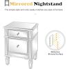 imageVINGLI Modern Nightstand Mirrored Bedside Table with 1 Drawer and 1 Cabinet Door for Bedroom Silver2 Pack