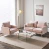 imageVINGLI Modern White Accent Chair for Living Room Bedroom Tufted Back Sofa ChairFaux Sherpa Comfy Arm Chair Reading Chair with Golden Metal LegsDeep Seat for OfficeApartmentSmall SpacePink Velvet