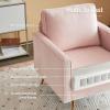 imageVINGLI Modern White Accent Chair for Living Room Bedroom Tufted Back Sofa ChairFaux Sherpa Comfy Arm Chair Reading Chair with Golden Metal LegsDeep Seat for OfficeApartmentSmall SpacePink Velvet