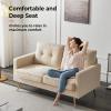 imageVINGLI Modern White Accent Chair for Living Room Bedroom Tufted Back Sofa ChairFaux Sherpa Comfy Arm Chair Reading Chair with Golden Metal LegsDeep Seat for OfficeApartmentSmall SpaceBeige Corduroy