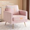 imageVINGLI Modern White Accent Chair for Living Room Bedroom Tufted Back Sofa ChairFaux Sherpa Comfy Arm Chair Reading Chair with Golden Metal LegsDeep Seat for OfficeApartmentSmall SpacePink Velvet