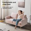 imageVINGLI Modern White Accent Chair for Living Room Bedroom Tufted Back Sofa ChairFaux Sherpa Comfy Arm Chair Reading Chair with Golden Metal LegsDeep Seat for OfficeApartmentSmall SpacePink Velvet