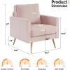 imageVINGLI Modern White Accent Chair for Living Room Bedroom Tufted Back Sofa ChairFaux Sherpa Comfy Arm Chair Reading Chair with Golden Metal LegsDeep Seat for OfficeApartmentSmall SpacePink Velvet