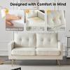 imageVINGLI Modern White Accent Chair for Living Room Bedroom Tufted Back Sofa ChairFaux Sherpa Comfy Arm Chair Reading Chair with Golden Metal LegsDeep Seat for OfficeApartmentSmall SpaceWhite faux Sherpa