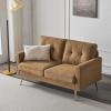 imageVINGLI Modern White Accent Chair for Living Room Bedroom Tufted Back Sofa ChairFaux Sherpa Comfy Arm Chair Reading Chair with Golden Metal LegsDeep Seat for OfficeApartmentSmall SpaceKhaki Corduroy