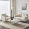 imageVINGLI Modern White Accent Chair for Living Room Bedroom Tufted Back Sofa ChairFaux Sherpa Comfy Arm Chair Reading Chair with Golden Metal LegsDeep Seat for OfficeApartmentSmall SpaceWhite faux Sherpa