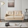 imageVINGLI Modern White Accent Chair for Living Room Bedroom Tufted Back Sofa ChairFaux Sherpa Comfy Arm Chair Reading Chair with Golden Metal LegsDeep Seat for OfficeApartmentSmall SpaceBeige Corduroy