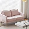 imageVINGLI Modern White Accent Chair for Living Room Bedroom Tufted Back Sofa ChairFaux Sherpa Comfy Arm Chair Reading Chair with Golden Metal LegsDeep Seat for OfficeApartmentSmall SpacePink Velvet
