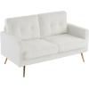 imageVINGLI Modern White Accent Chair for Living Room Bedroom Tufted Back Sofa ChairFaux Sherpa Comfy Arm Chair Reading Chair with Golden Metal LegsDeep Seat for OfficeApartmentSmall SpaceWhite faux Sherpa