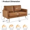 imageVINGLI Modern White Accent Chair for Living Room Bedroom Tufted Back Sofa ChairFaux Sherpa Comfy Arm Chair Reading Chair with Golden Metal LegsDeep Seat for OfficeApartmentSmall SpaceCognac pu Leather