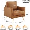 imageVINGLI Modern White Accent Chair for Living Room Bedroom Tufted Back Sofa ChairFaux Sherpa Comfy Arm Chair Reading Chair with Golden Metal LegsDeep Seat for OfficeApartmentSmall SpaceCognac pu Leather