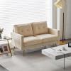imageVINGLI Modern White Accent Chair for Living Room Bedroom Tufted Back Sofa ChairFaux Sherpa Comfy Arm Chair Reading Chair with Golden Metal LegsDeep Seat for OfficeApartmentSmall SpaceBeige Corduroy