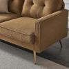 imageVINGLI Modern White Accent Chair for Living Room Bedroom Tufted Back Sofa ChairFaux Sherpa Comfy Arm Chair Reading Chair with Golden Metal LegsDeep Seat for OfficeApartmentSmall SpaceKhaki Corduroy