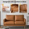 imageVINGLI Modern White Accent Chair for Living Room Bedroom Tufted Back Sofa ChairFaux Sherpa Comfy Arm Chair Reading Chair with Golden Metal LegsDeep Seat for OfficeApartmentSmall SpaceCognac pu Leather
