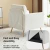 imageVINGLI Modern White Accent Chair for Living Room Bedroom Tufted Back Sofa ChairFaux Sherpa Comfy Arm Chair Reading Chair with Golden Metal LegsDeep Seat for OfficeApartmentSmall SpaceWhite faux Sherpa