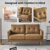 imageVINGLI Modern White Accent Chair for Living Room Bedroom Tufted Back Sofa ChairFaux Sherpa Comfy Arm Chair Reading Chair with Golden Metal LegsDeep Seat for OfficeApartmentSmall SpaceKhaki Corduroy