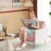 imageVINGLI Modern White Accent Chair for Living Room Bedroom Tufted Back Sofa ChairFaux Sherpa Comfy Arm Chair Reading Chair with Golden Metal LegsDeep Seat for OfficeApartmentSmall SpacePink Velvet