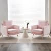 imageVINGLI Modern White Accent Chair for Living Room Bedroom Tufted Back Sofa ChairFaux Sherpa Comfy Arm Chair Reading Chair with Golden Metal LegsDeep Seat for OfficeApartmentSmall SpacePink Velvet