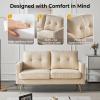 imageVINGLI Modern White Accent Chair for Living Room Bedroom Tufted Back Sofa ChairFaux Sherpa Comfy Arm Chair Reading Chair with Golden Metal LegsDeep Seat for OfficeApartmentSmall SpaceBeige Corduroy