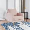 imageVINGLI Modern White Accent Chair for Living Room Bedroom Tufted Back Sofa ChairFaux Sherpa Comfy Arm Chair Reading Chair with Golden Metal LegsDeep Seat for OfficeApartmentSmall SpacePink Velvet