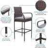 imageVINGLI Outdoor Bar Stools Set of 2 with Cushions Wicker Bar Stools Patio Bar Chairs Bar Height Patio Set for Garden Pool Lawn Backyard
