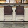 imageVINGLI Outdoor Bar Stools Set of 2 with Cushions Wicker Bar Stools Patio Bar Chairs Bar Height Patio Set for Garden Pool Lawn Backyard