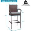 imageVINGLI Outdoor Bar Stools Set of 2 with Cushions Wicker Bar Stools Patio Bar Chairs Bar Height Patio Set for Garden Pool Lawn Backyard