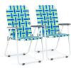 imageVINGLI Patio Lawn Webbed Folding Chairs 1 Piece Outdoor Beach Chair Portable Dining Chair for Outdoor Yard Garden Blue ClassicBlue