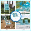 imageVINGLI Patio Lawn Webbed Folding Chairs 1 Piece Outdoor Beach Chair Portable Dining Chair for Outdoor Yard Garden Blue ClassicBlue