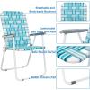 imageVINGLI Patio Lawn Webbed Folding Chairs 1 Piece Outdoor Beach Chair Portable Dining Chair for Outdoor Yard Garden Blue ClassicWhite  Blue