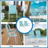 imageVINGLI Patio Lawn Webbed Folding Chairs 1 Piece Outdoor Beach Chair Portable Dining Chair for Outdoor Yard Garden Blue ClassicWhite  Blue