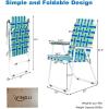imageVINGLI Patio Lawn Webbed Folding Chairs Set of 2 Outdoor Beach Chair Portable Dining Chair for Yard Garden Green ClassicBlue
