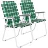 imageVINGLI Patio Lawn Webbed Folding Chairs Set of 2 Outdoor Beach Chair Portable Dining Chair for Yard Garden Green ClassicDark Green