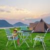 imageVINGLI Patio Lawn Webbed Folding Chairs Set of 2 Outdoor Beach Chair Portable Dining Chair for Yard Garden Green ClassicGreen