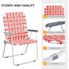 imageVINGLI Patio Lawn Webbed Folding Chairs Set of 2 Outdoor Beach Chair Portable Dining Chair for Yard Garden Green ClassicRed
