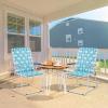 imageVINGLI Patio Lawn Webbed Folding Chairs Set of 2 Outdoor Beach Chair Portable Dining Chair for Yard Garden Green ClassicWhite  Blue
