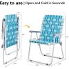 imageVINGLI Patio Lawn Webbed Folding Chairs Set of 2 Outdoor Beach Chair Portable Dining Chair for Yard Garden Green ClassicWhite  Blue